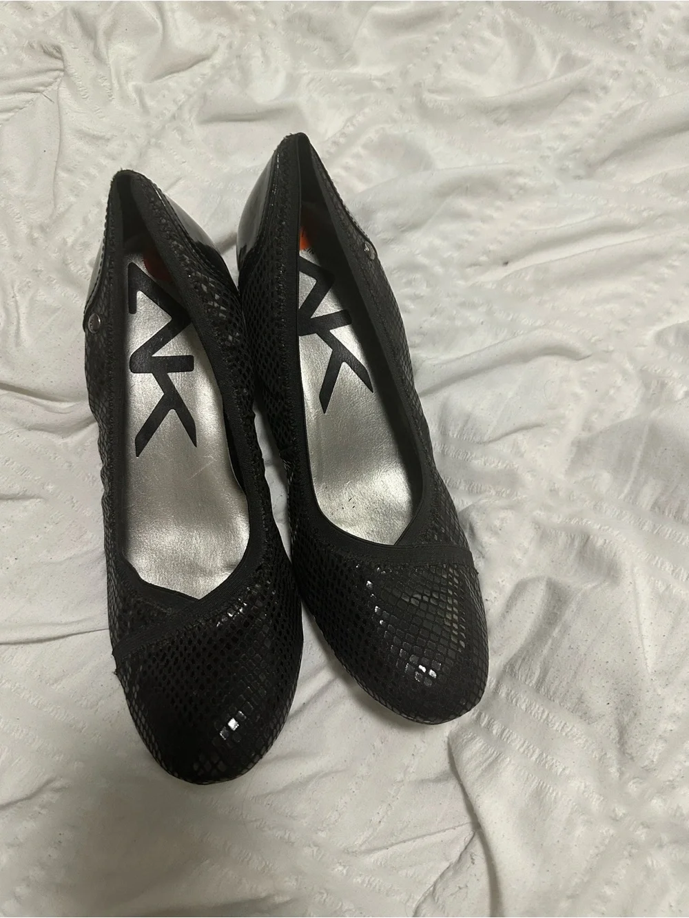 Anne Klein Black Sequin Mesh Ballet Wedge